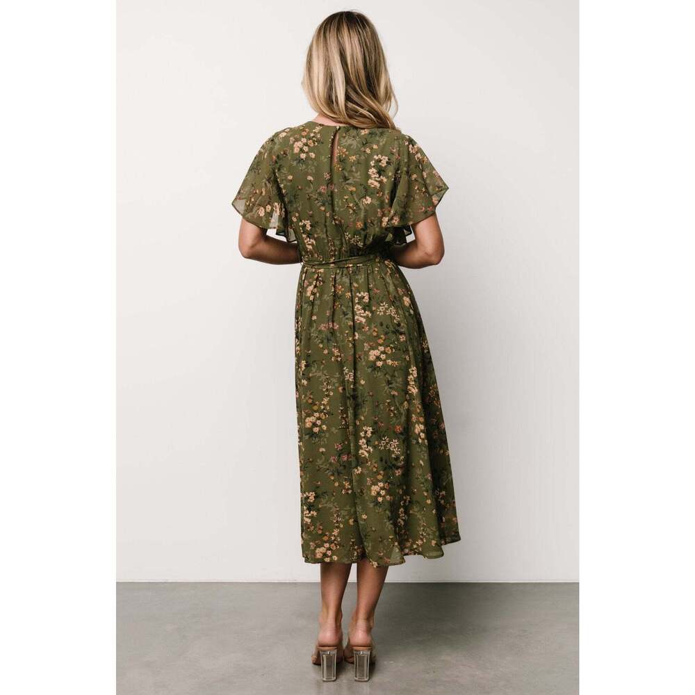 Baltic Born Laurel Midi Dress | Olive Floral Size LL - Picture 4 of 5